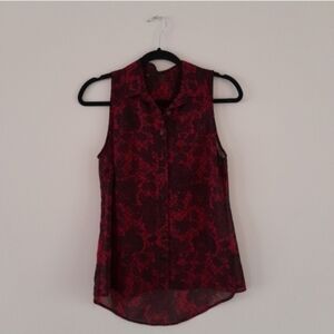 Guess Red and Black Sleeveless Blouse